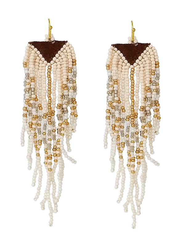 HANDMADE MULTI SEEDBEAD TASSEL DROP EARRING