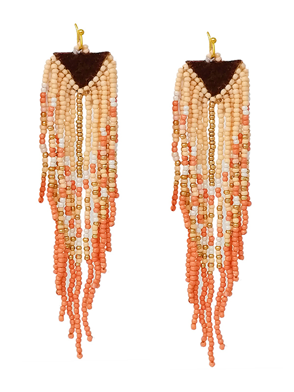 Handmade multi seedbead tassel drop earring