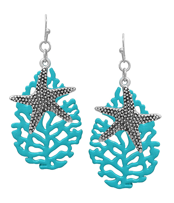 SEALIFE THEME CORAL EARRING - STARFISH