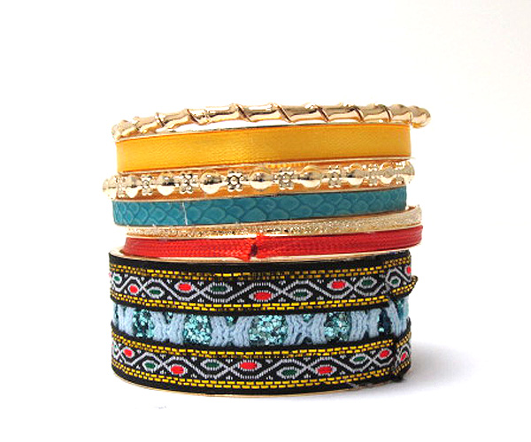 Multi row mishmash spring bangle set