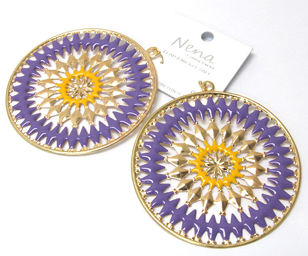 Metal fashion colorful designer style round hoop earring - hoops