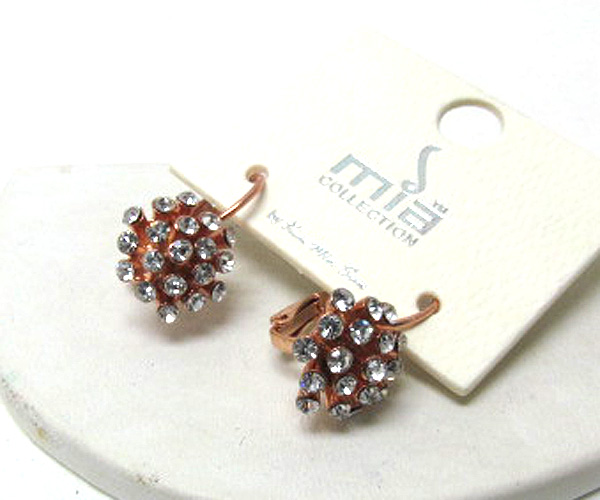 CRYSTAL METAL FLOWER FASHION STUD EARRING