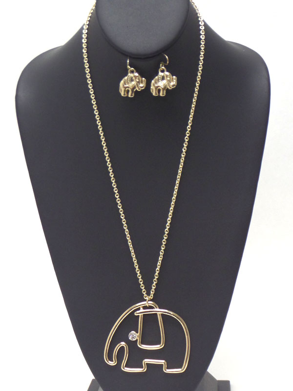 Crystal eyed elephant necklace earring set