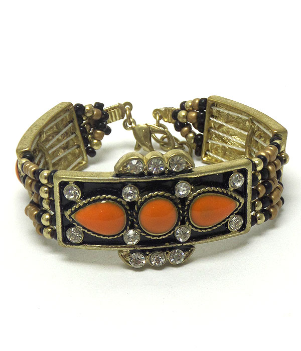 Ethnic and seed bead metal bracelet