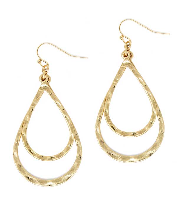 Textured double teardrop earring