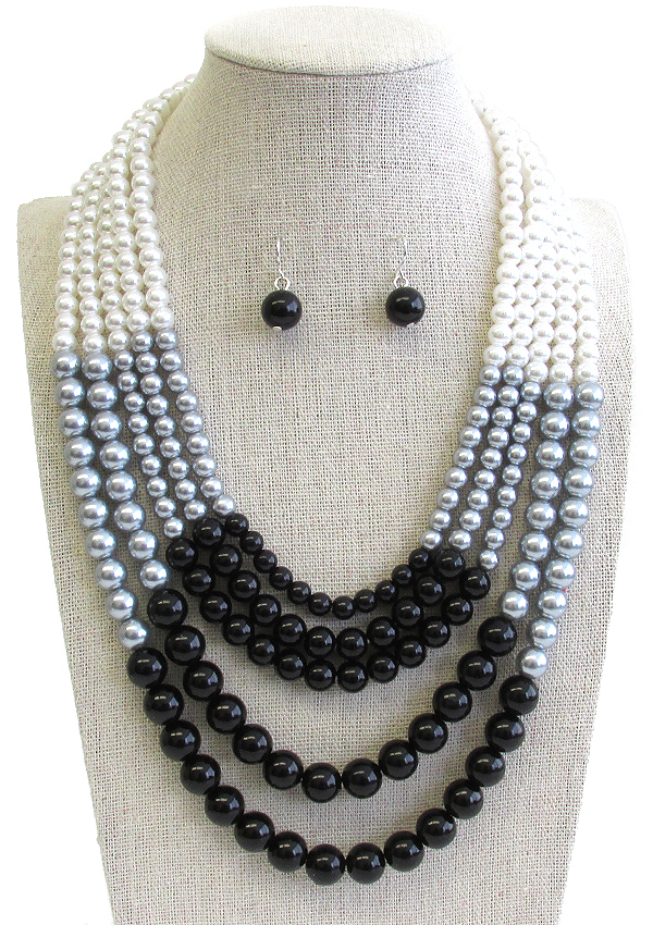 PEARL MULTI LAYER CHUNKY NECKLACE SET