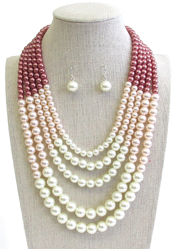 WHOLESALE PEARL MULTI LAYER CHUNKY NECKLACE SET 460524