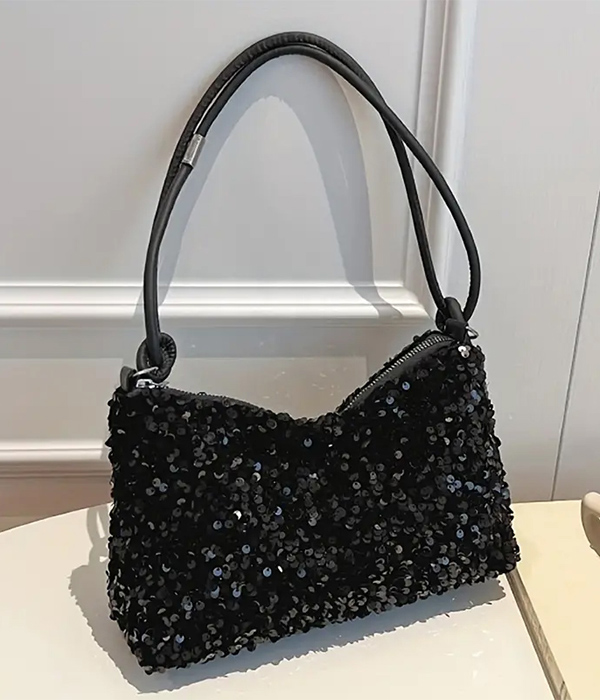 Sequin decor shoulder bag