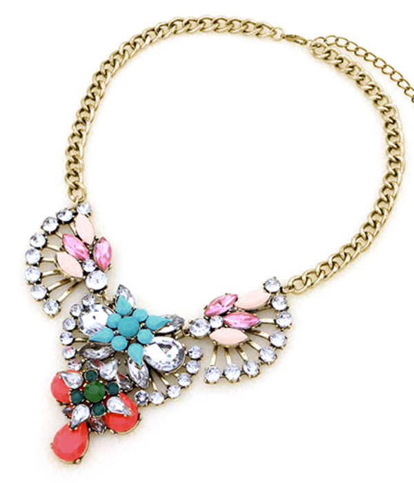 Multi crystal cocktail necklace