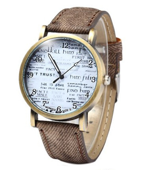 Denim fabric band casual watch
