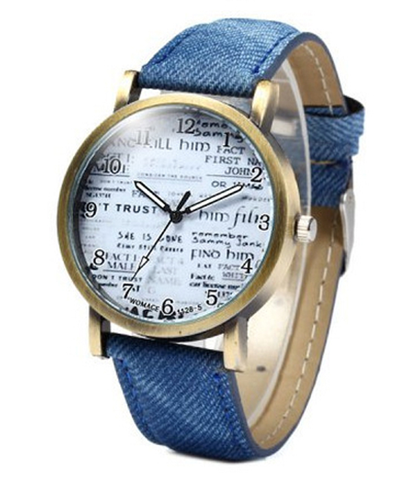 Denim fabric band casual watch