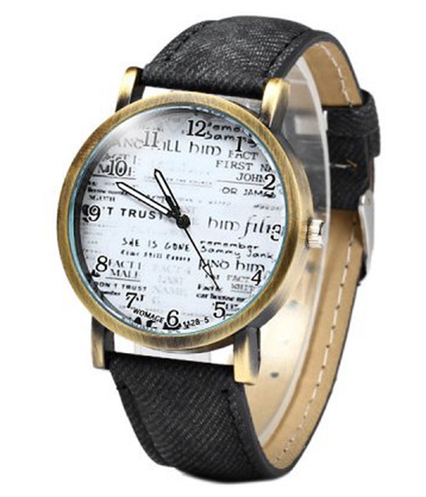 Denim fabric band casual watch