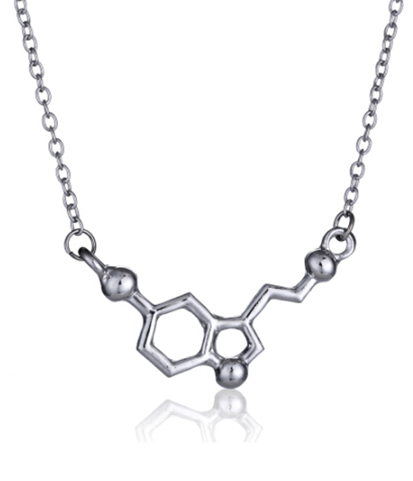 Etsy style serotonin molecule necklace - happiness