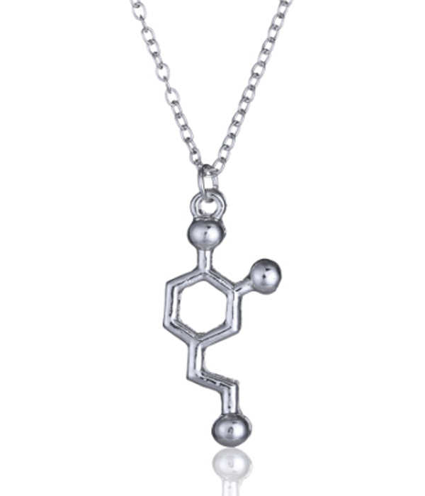 Etsy style dopamine molecule necklace - love