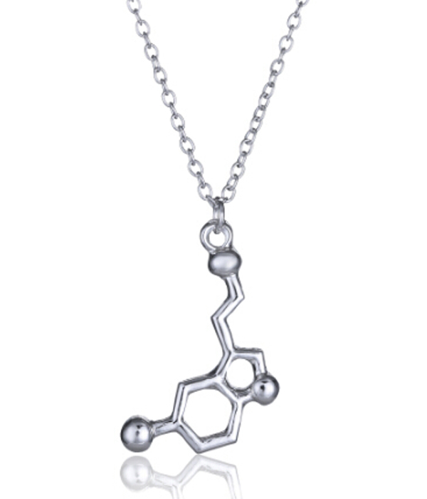 Etsy style serotonin molecule necklace - happiness
