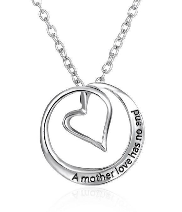 Etsy style heart necklace - a mother love has no end