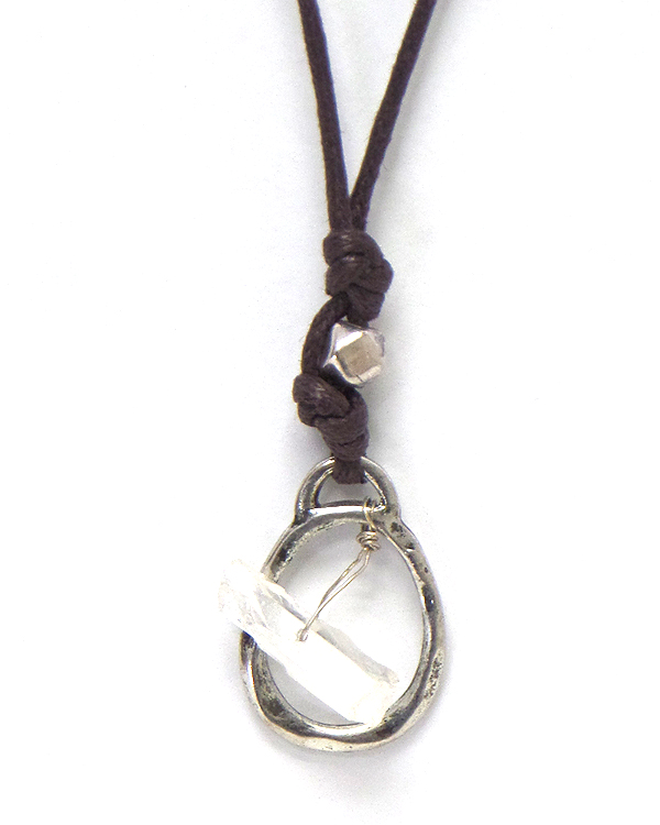 Handmade semi precious stone suede necklace