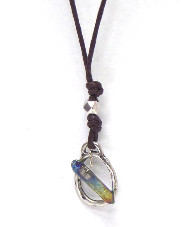 Handmade semi precious stone suede necklace 