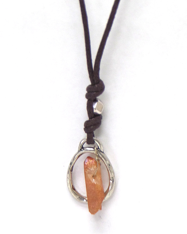 Handmade semi precious stone suede necklace 
