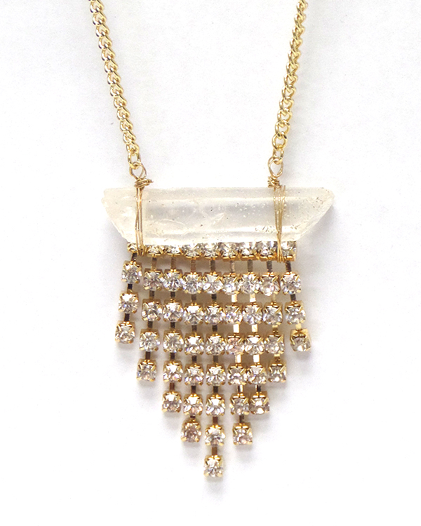 Semi precious stone and crystals drop necklace