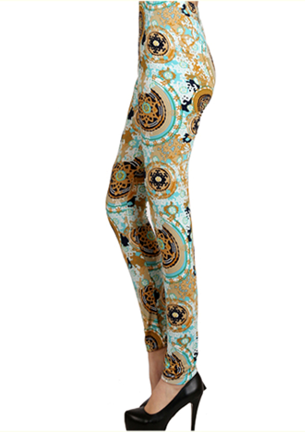 Roman flower print leggings - 65% poly 35% cotton