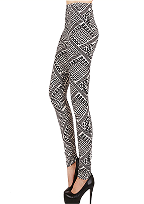 Greek key print leggings - 65% poly 35% cotton