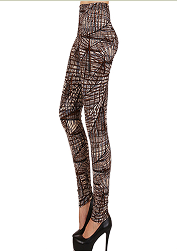 Multi grid print leggings - 65% poly 35% cotton