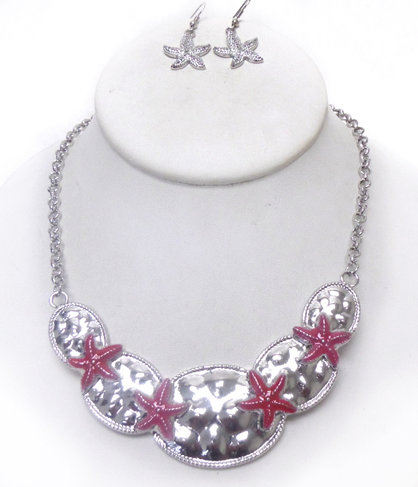 Starfish metal chain necklace set