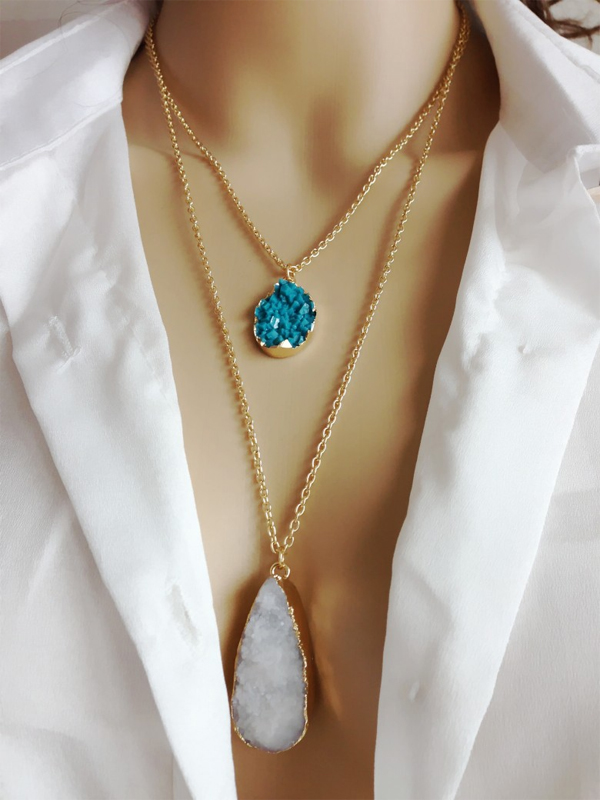 Double layer druzy necklace