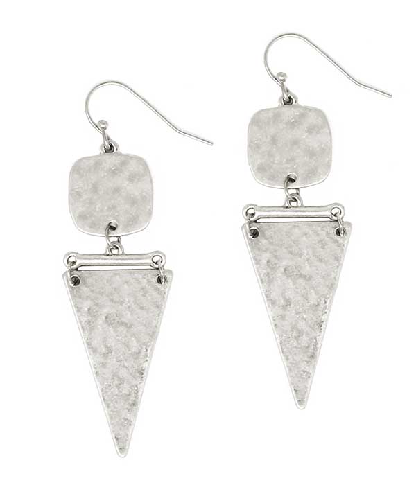 TEXTURED METAL TRIANGLE DROP EARRING