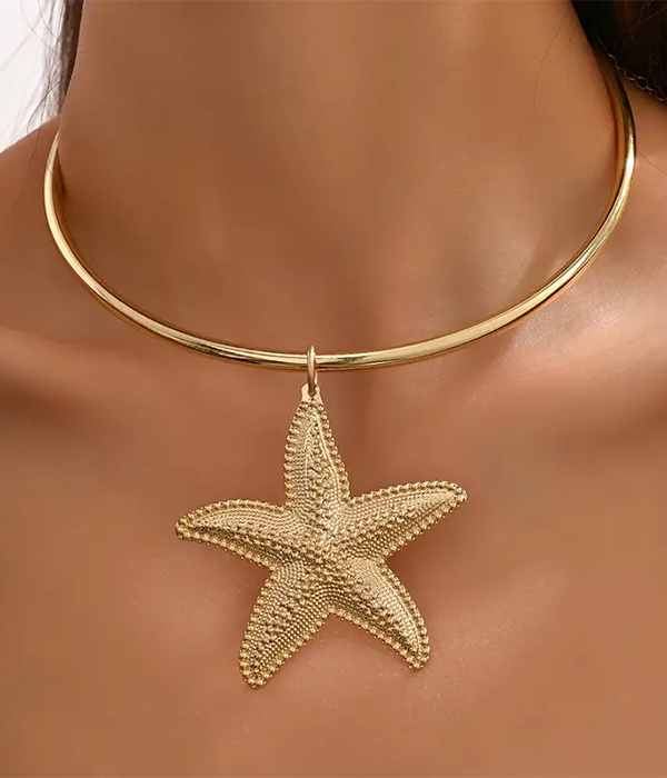Starfish collar choker necklace