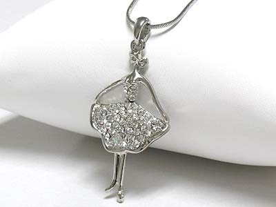 Crystal ballerina pendant necklace
