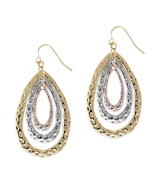 Textred triple teardrop earring