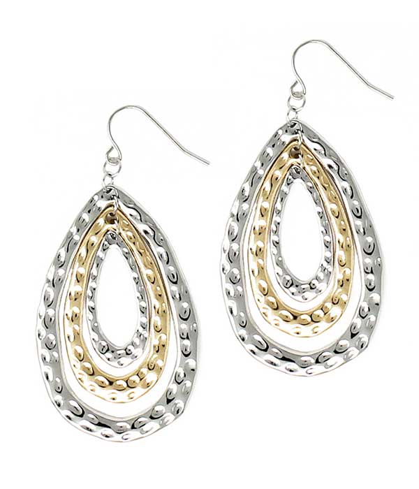 TEXTRED TRIPLE TEARDROP EARRING