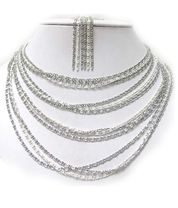 Metal cahin long necklace earring set