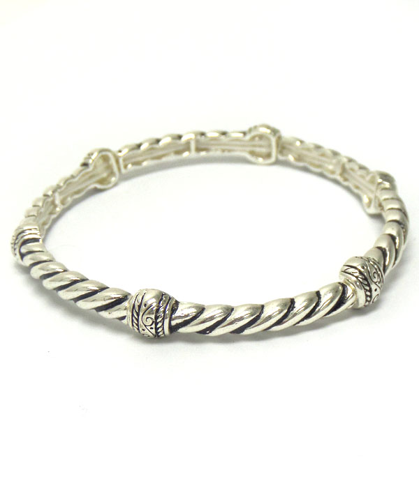 Metal rope pattern stackable stretch bracelet