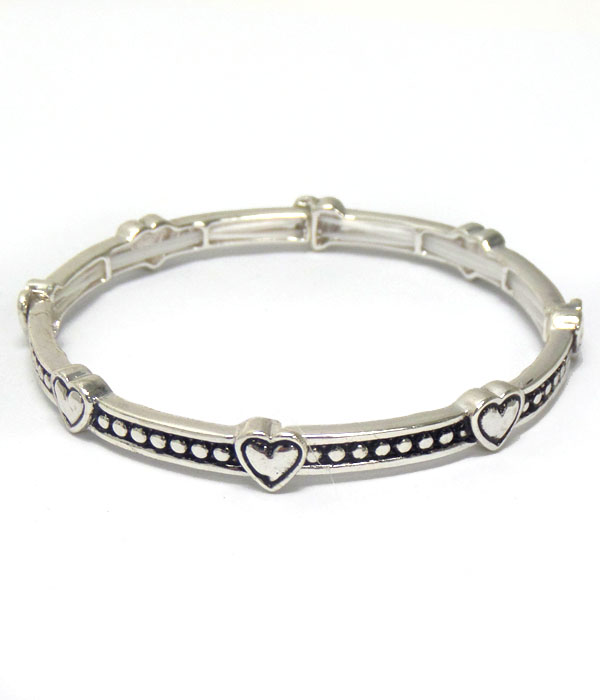 Heart and dot pattern stackable stretch bracelet