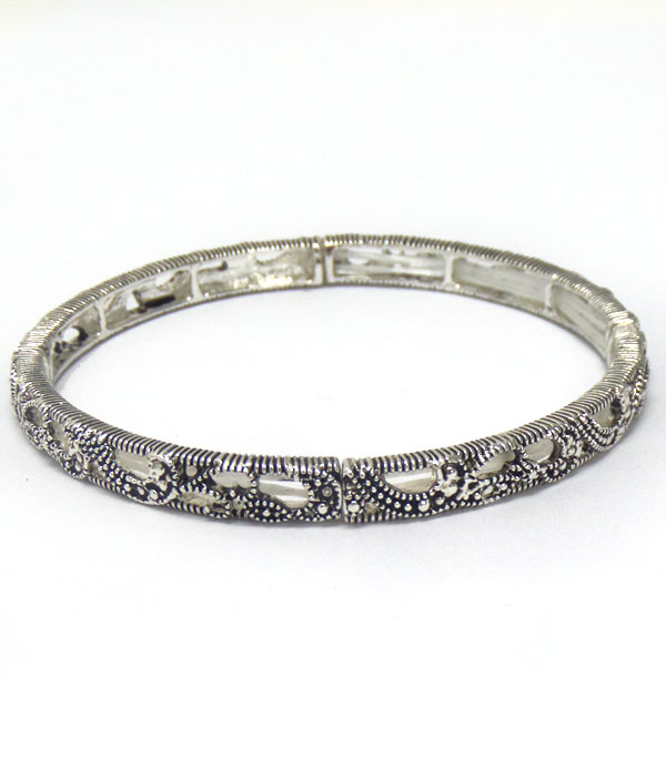 Metal filigree stackable stretch bracelet