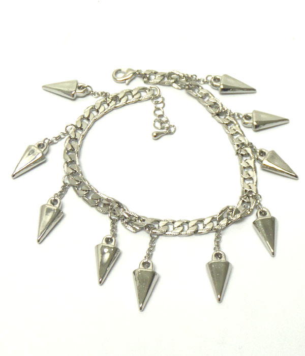 Multi spike charm drop anklet