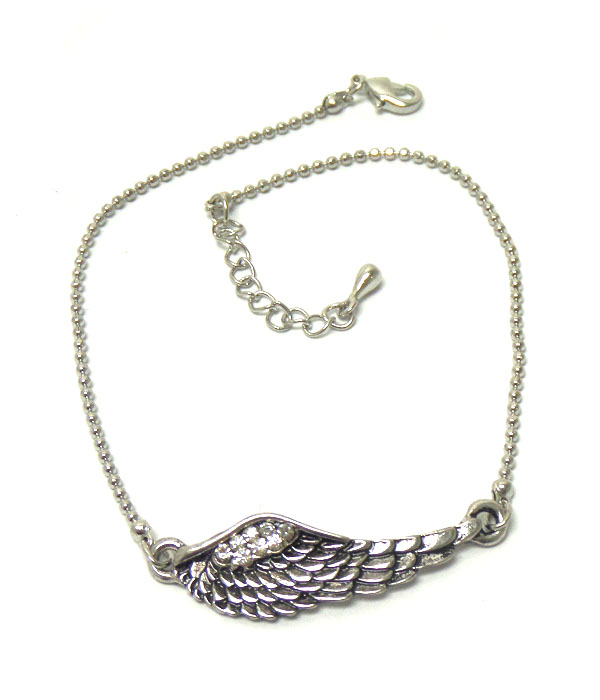 Crystal angel wing anklet