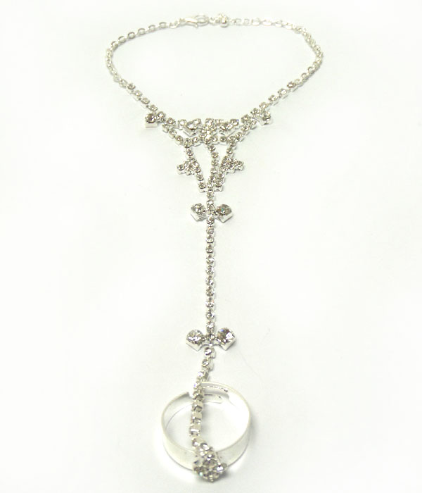 Rhinestone anklet and toe ring set