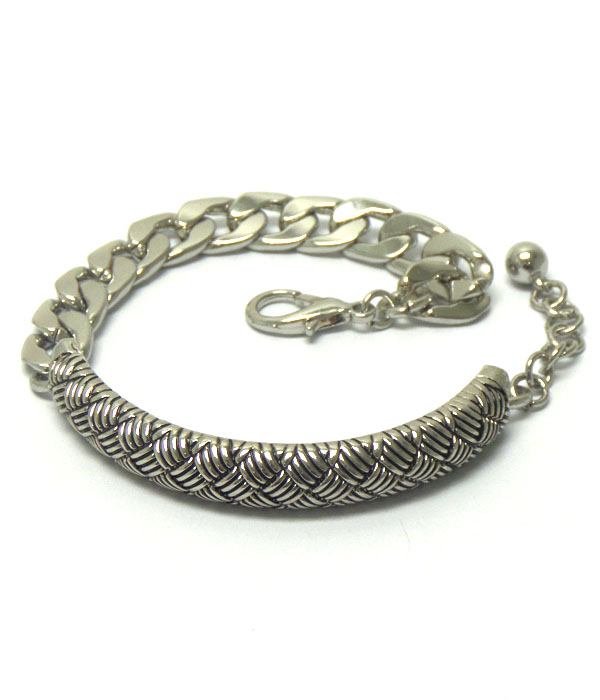 Metal filigree and thick chain mix bracelet
