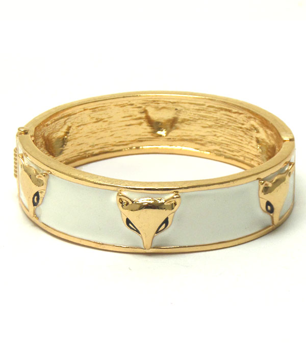Fox on epoxy hinge bangle bracelet