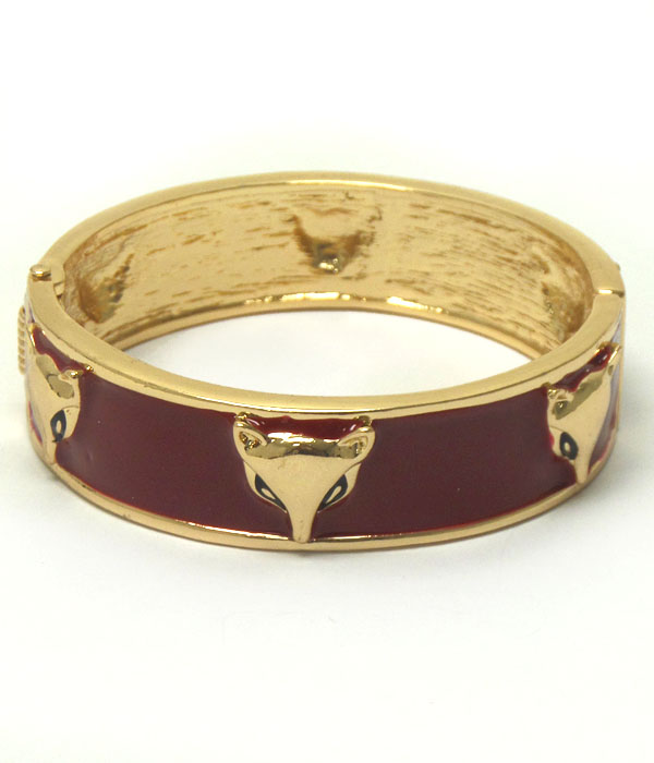 Fox on epoxy hinge bangle bracelet