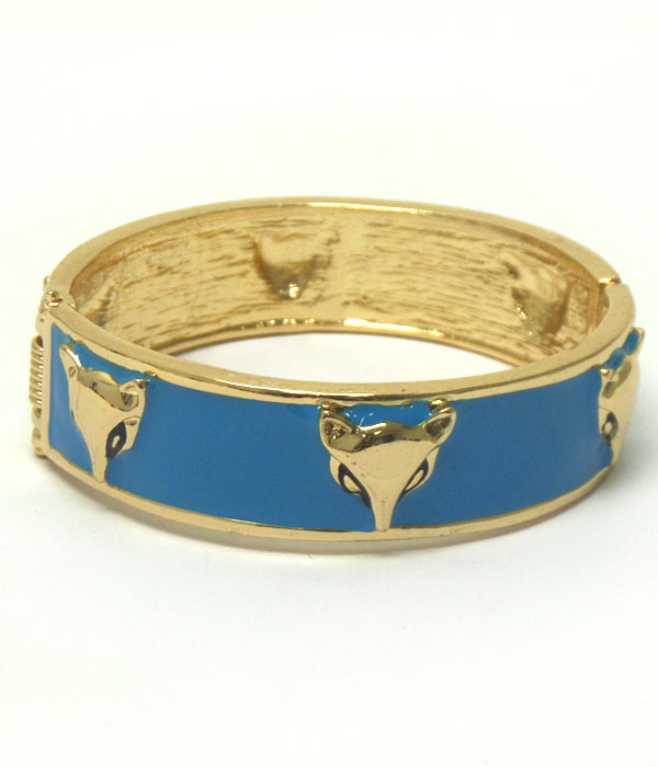 Fox on epoxy hinge bangle bracelet