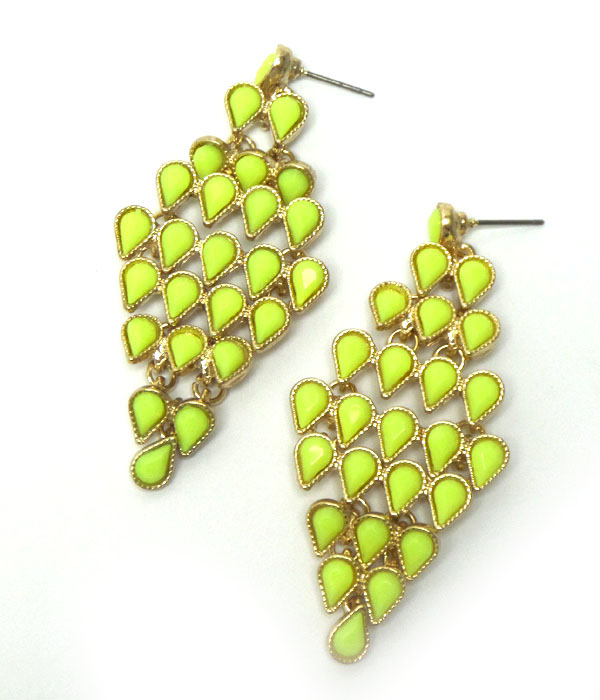 Multi teardrop stone link drop earring