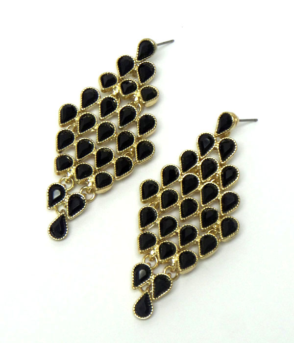 Multi teardrop stone link drop earring