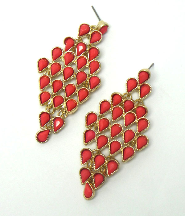 Multi teardrop stone link drop earring