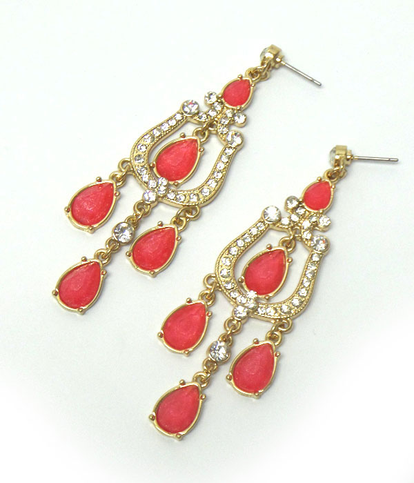 CRYSTAL AND MULTI TEARDROP STONE EARRING