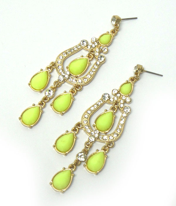 CRYSTAL AND MULTI TEARDROP STONE EARRING